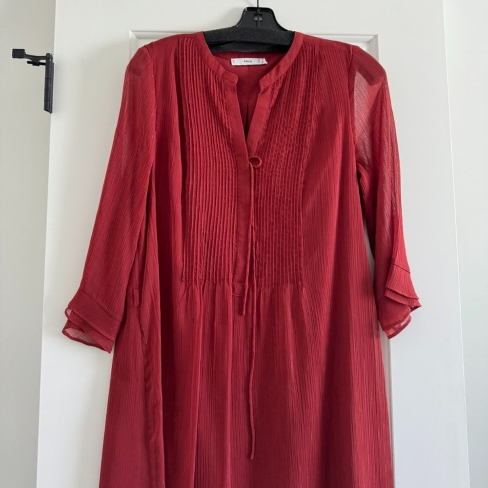 Mango red Long sleeve dress